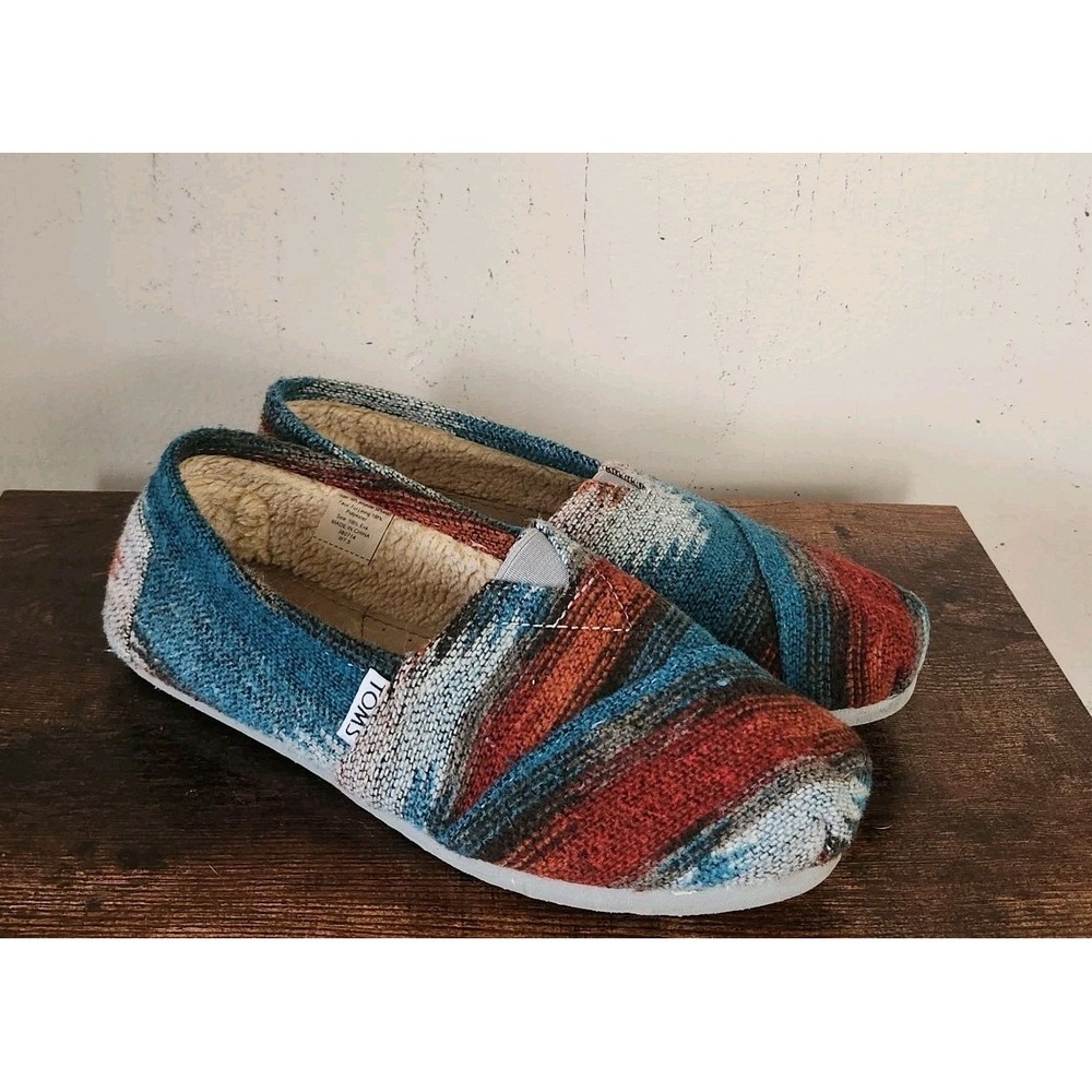 TOMS Womens 7.5 Southwestern Fleece Lined Classic Slip On Shoes Comfort